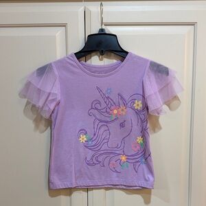 Garanimals Lavender Unicorn Tee with Tulle Flutter Sleeves